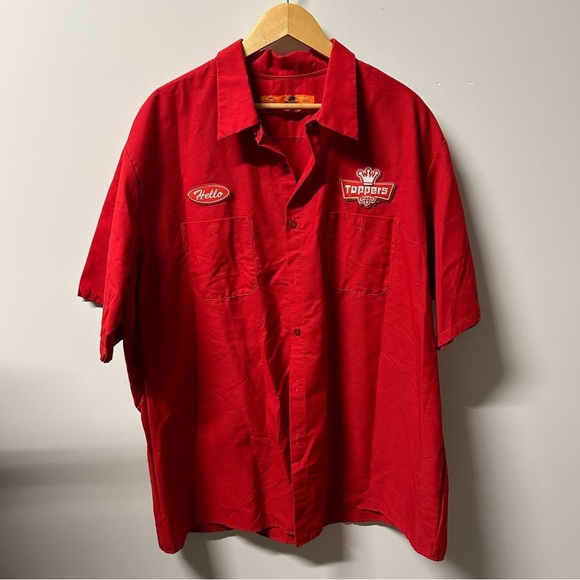 Toppers Pizza Full Buttoned Red Shirt- XXXL - Picture 1 of 5